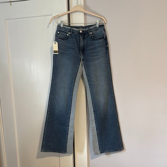 Adriano Goldschmied Daily Blue Denim Virgo Two Tone Wide Leg Jeans - Picture 3 of 10